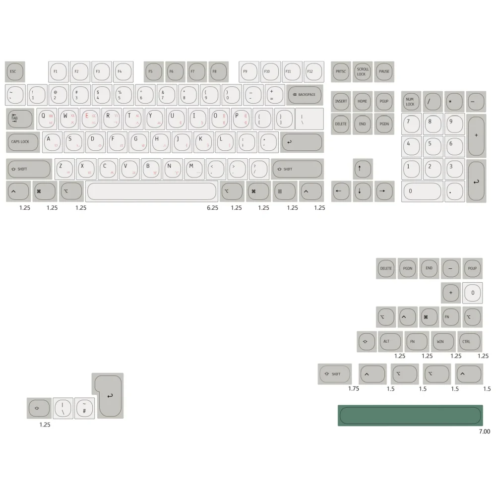 IDOBAO MA Retro Grey PBT Dye-sub Keycap Kit Suits MX Mechanical Keyboard