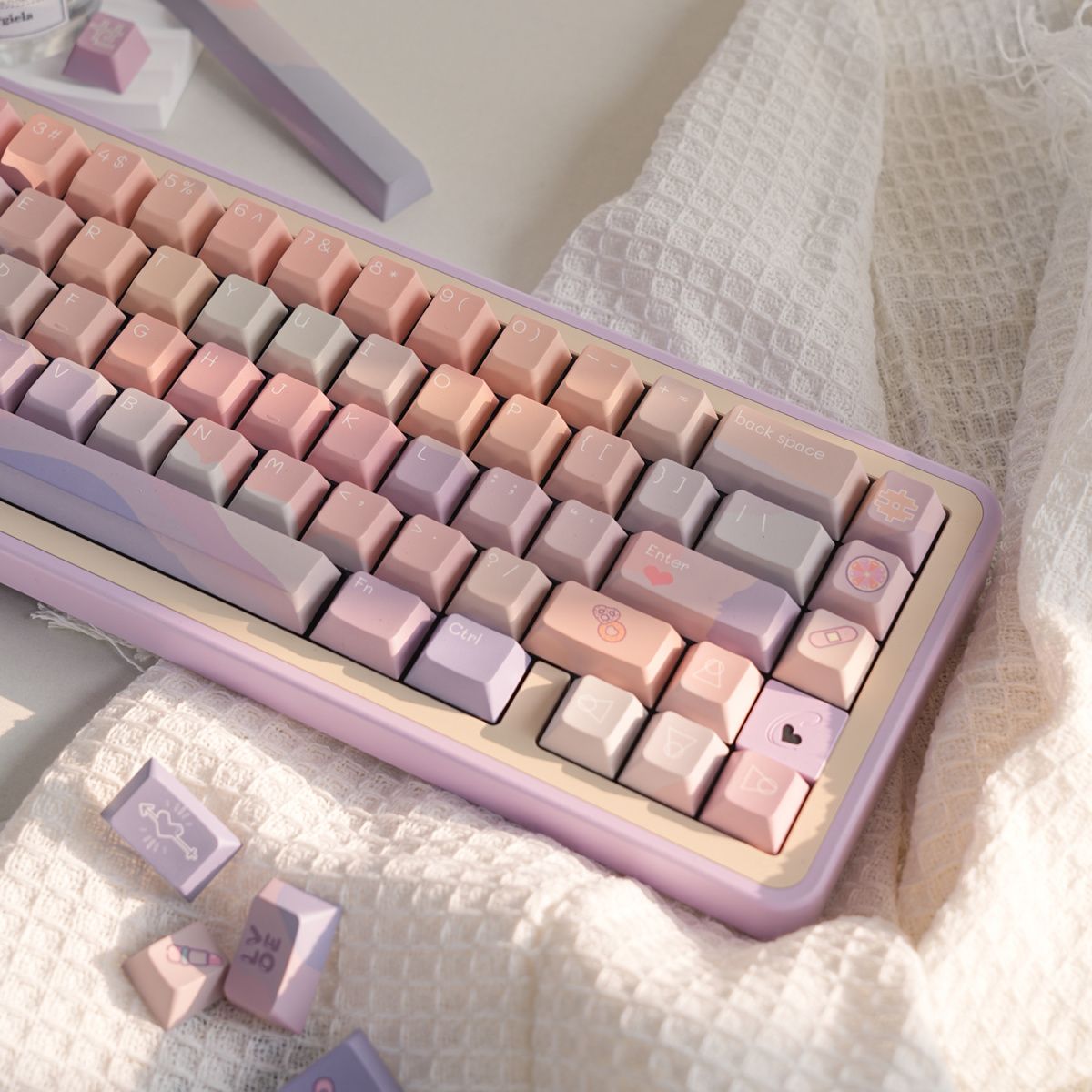 Dopamine Style Keycap Kit Pink Pink Cherry Profile Key Caps PBT Material Gift for Friends