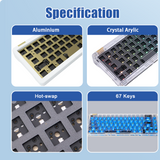 idobao 65% 67 Keys Mechanical Keyboard Barebone Kit Custom DIY Keyboard Gasket Mount Aluminum Crystal Case Keyboard Kit ID67 V3