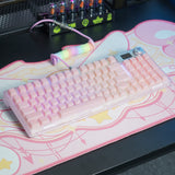 IDOBAO Pink Backlit Keycaps Cherry Profile Key caps 127Key Side Print Keycap For MX Switch Mechanical Keyboard Key cap ANSI Layout